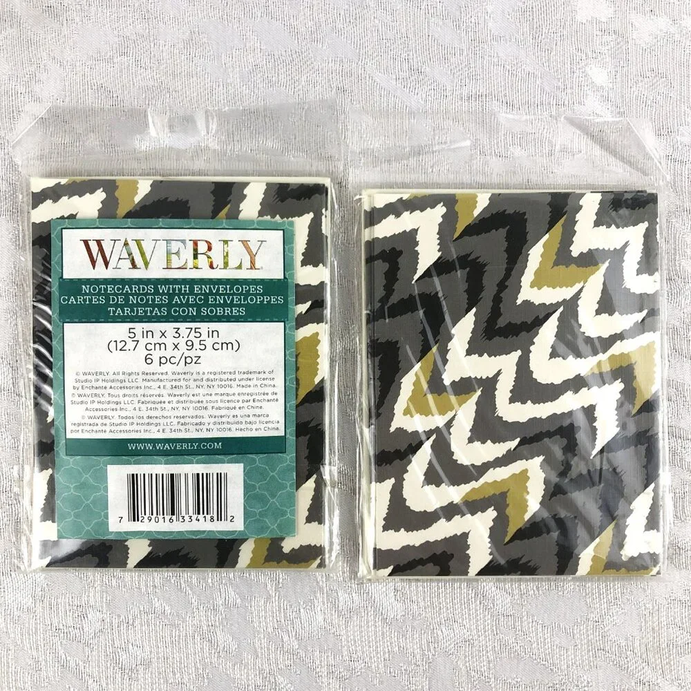 Waverly Notecards & Journals Camo Gray-Gold-Black (Set of 12 Cards & 3 Journals)